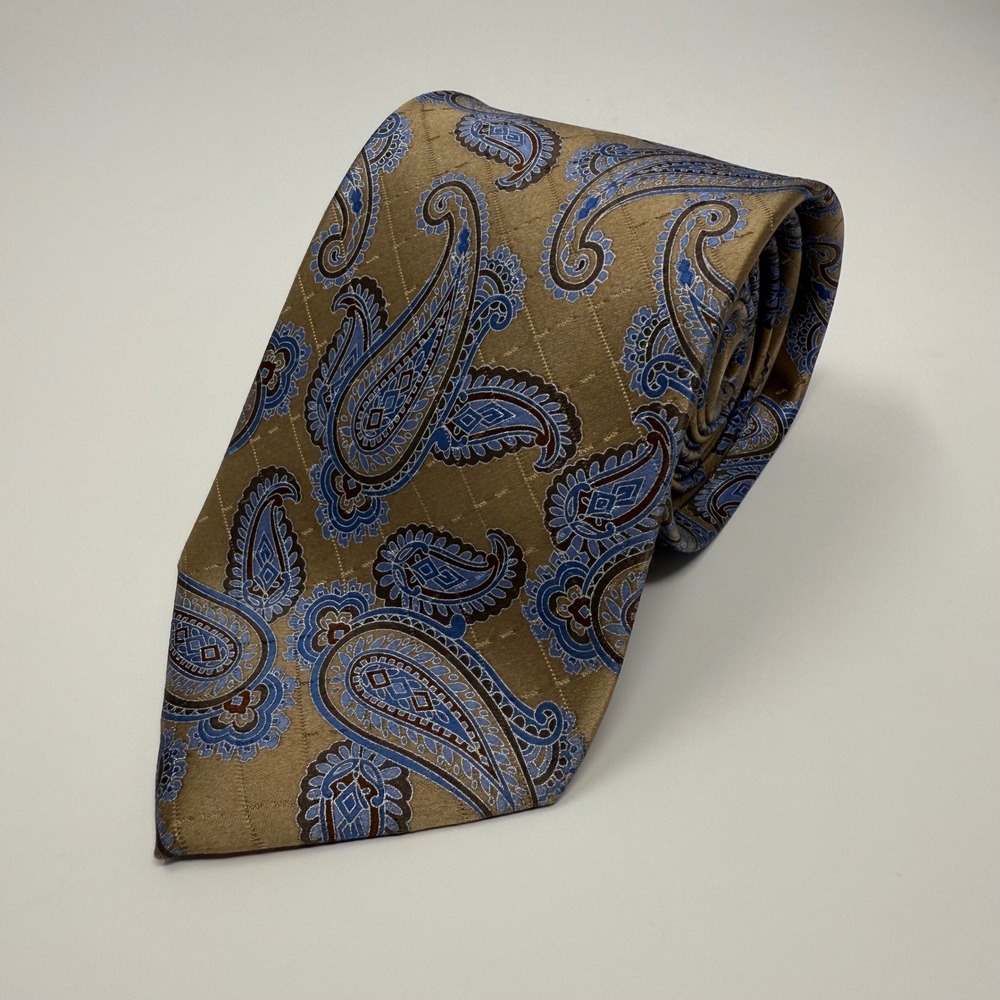 Jos. A. Bank Executive Collection 100% Silk Necktie Brown Blue Paisley Men's‎